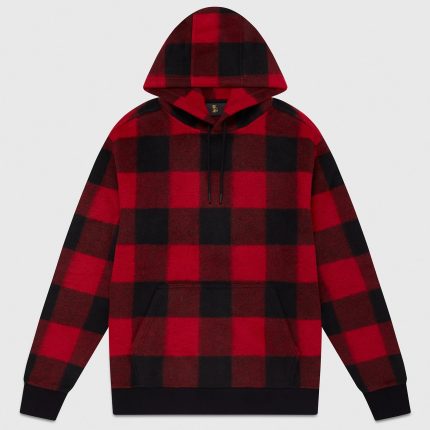 OVO WOOL BUFFALO PLAID HOODIE BLACK/RED