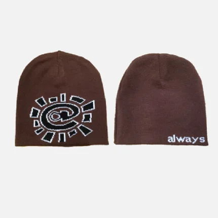Adwysd Reversible No Cuff Beanie Brown