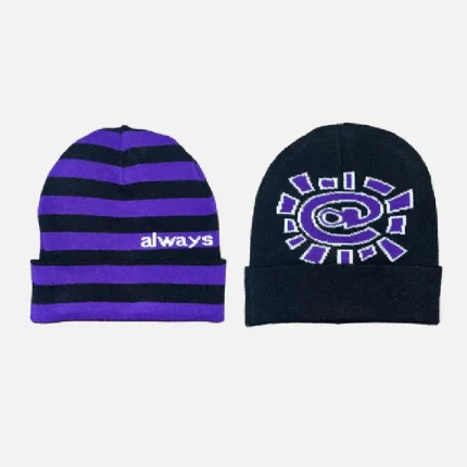 Adwysd Reversible No Cuff Beanie PurpleBlack
