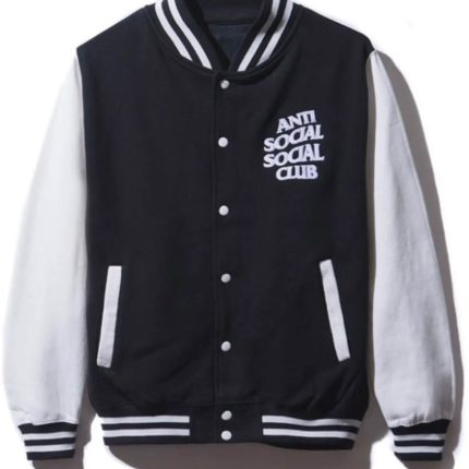 Black Anti Social Social Club Varsity Jacket - Maker of Jacket