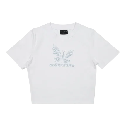 Cold Culture Butterfly Baby Tee White