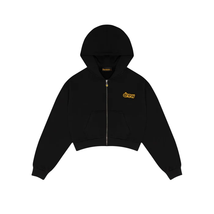 Cropped Zip up Hoodie Black