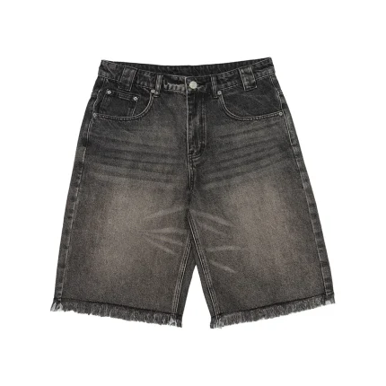 Cold Culture Frayed Shorts Black Stone Denim