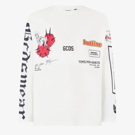 Gcds Printed Oversized Long Sleeves T-Shirt White