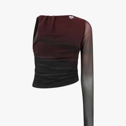 Gcds Tulle One-Shoulder Top Brwon