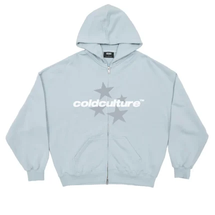 Italic-Stars Zip Hoodie Pale Blue