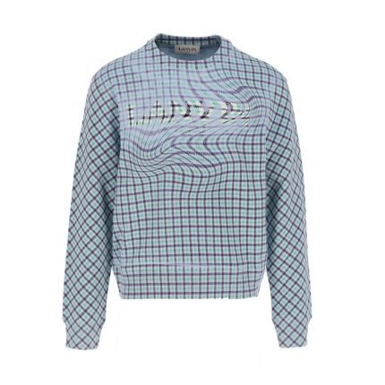 Lanvin Sky Blue Checked Swirl Box Sweatshirt