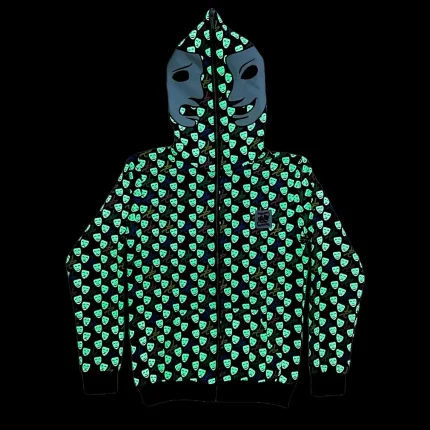 Oreo All Over Print Glow-in-the-Dark White Leather Mask Hoodie