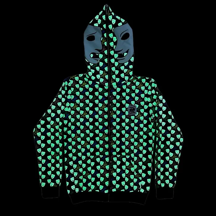 Oreo All Over Print Glow-in-the-Dark White Leather Mask Hoodie