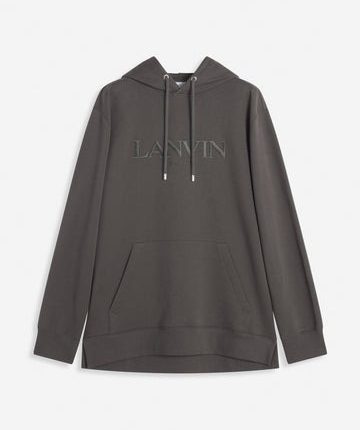 Oversized Lanvin Paris Embroidered Hoodie Grey