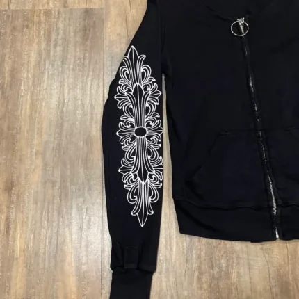 RARE Chrome Hearts Floral Cross Track Jacket Black Zip Up