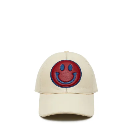 Valas Los Angles Smiley Face Leather Baseball Hat