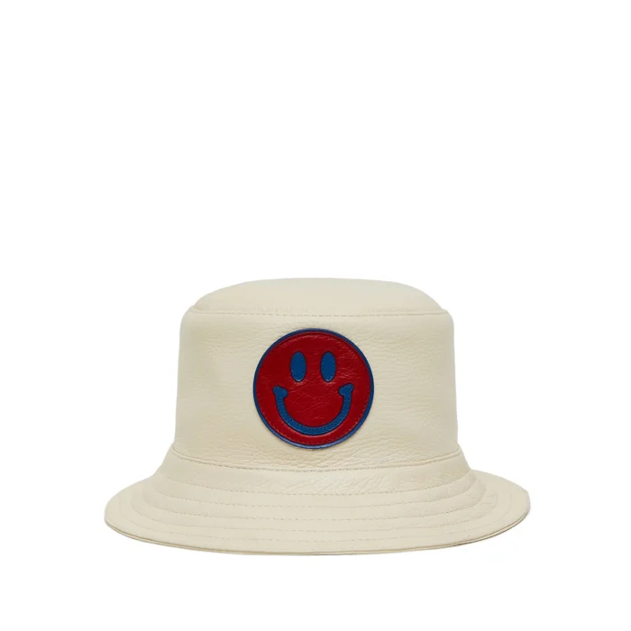 Valas Los Angles Smiley Leather Bucket Hat