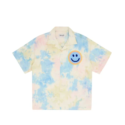 Valas Los Angles Tie Dye Smiley Bowler Shirt