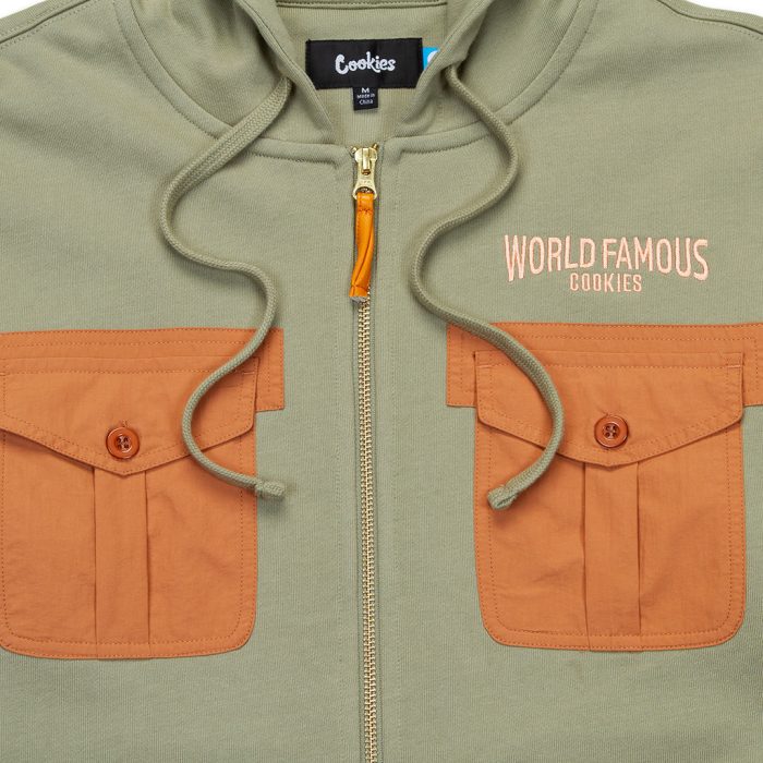 Workwear Zip up Olive Hoodie