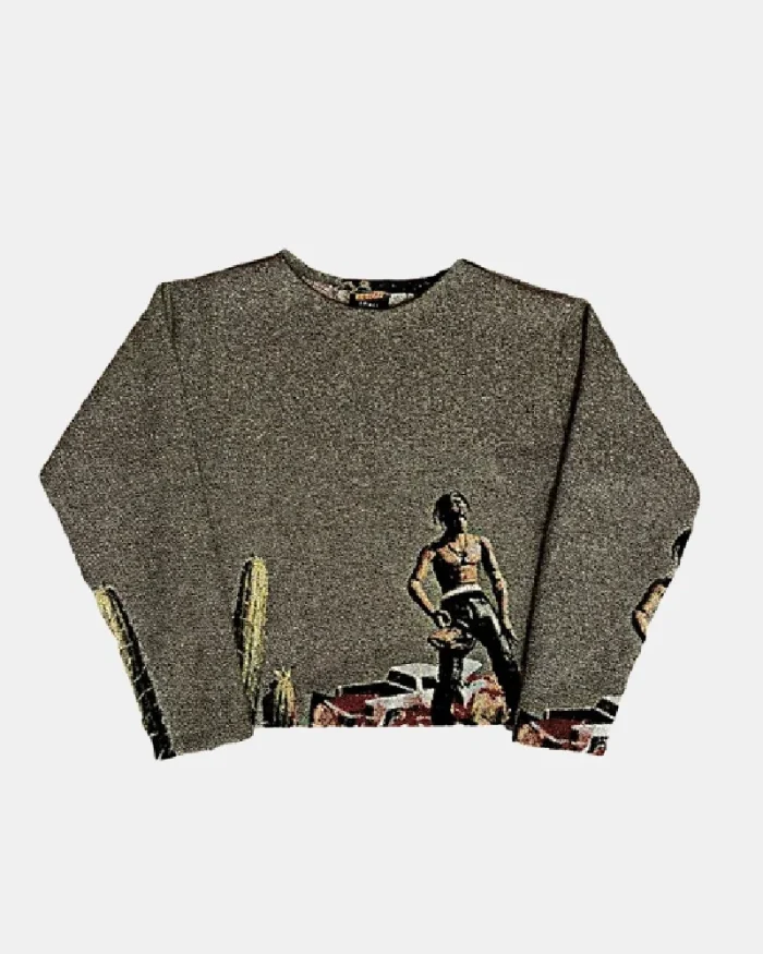 Woven Tapestry Sweater Gray