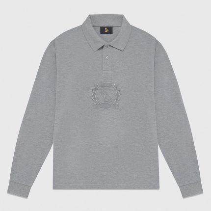 OVO LONGSLEEVE PIQUE POLO WITH CREST HEATER GREY