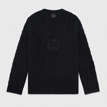 OVO CABLE KNIT SWEATER WITH CREST BLACK