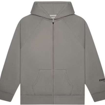 Fear of God Essentials Full Zip Up Hoodie Applique Logo Gray