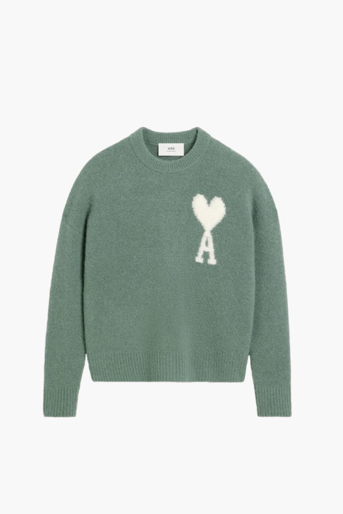 Ami Paris Pull Col Rond de Coeur Antique Clay