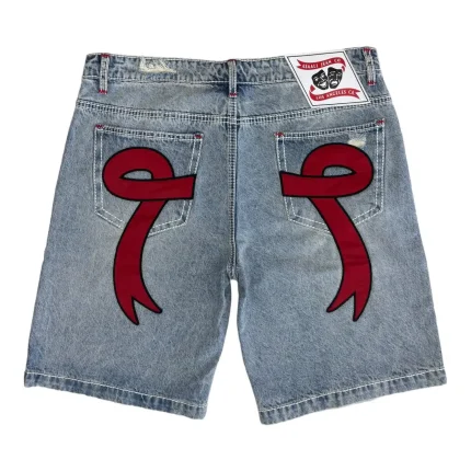 Asaali Denim Ribbon Shorts Blue