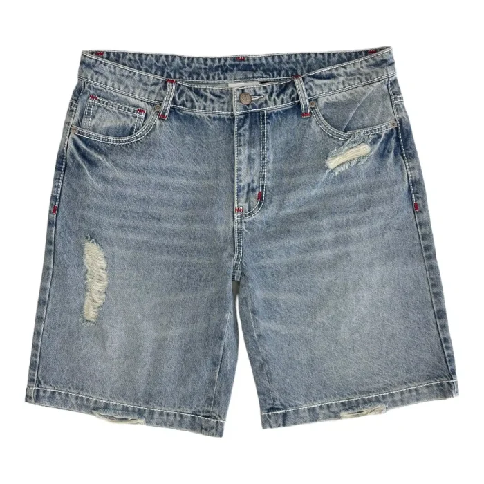 Asaali Denim Ribbon Shorts Blue