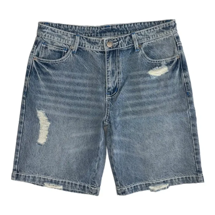 Asaali Denim Ribbon Shorts Blue