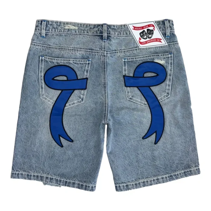 Asaali Denim Ribbon Shorts Blue