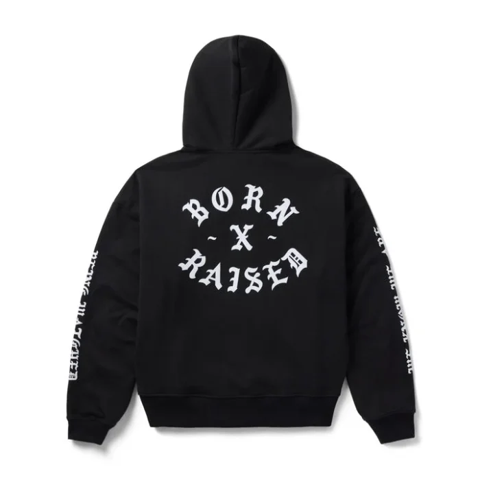 B X R Flocked Zip up Hoodie Black