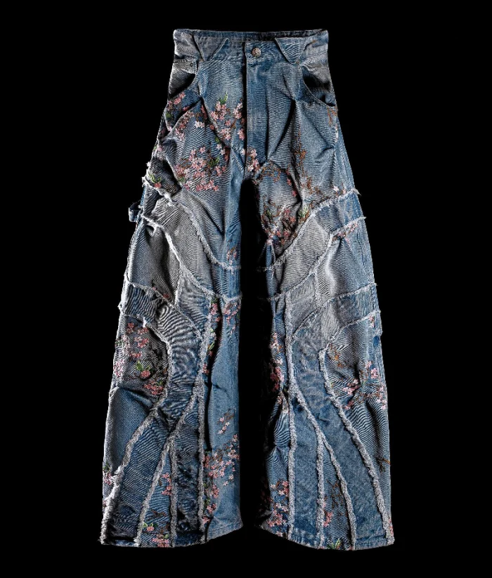 Badson Cherry Blossom Overgrowth Denim Pants
