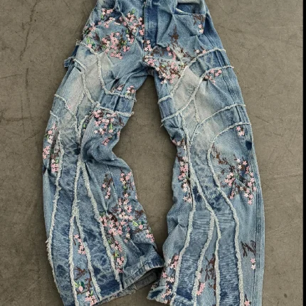 Badson Cherry Blossom Overgrowth Denim Pants
