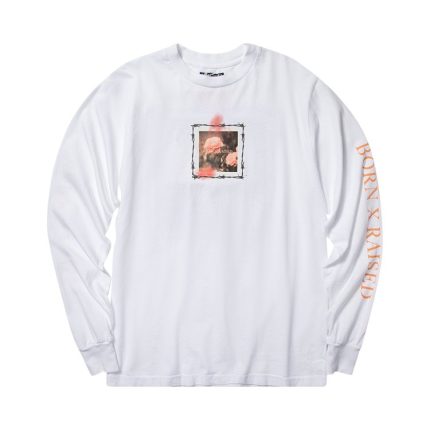 Born X Raised Barbed Wire Long Sleeve – White