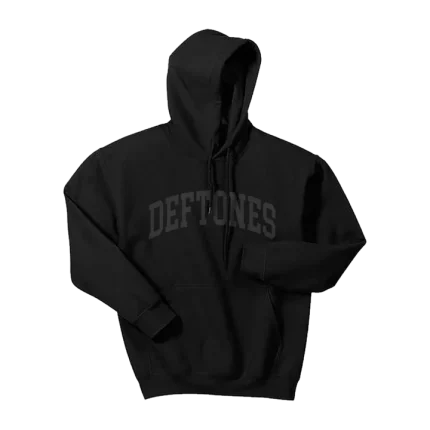 Deftones Merch Black & Dark Grey Colligate Logo Hoodie