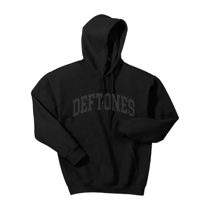 Deftones Merch Black & Dark Grey Colligate Logo Hoodie