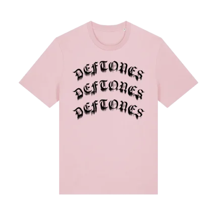 Deftones Merch Gothic Logo Pale Pink T-Shirt