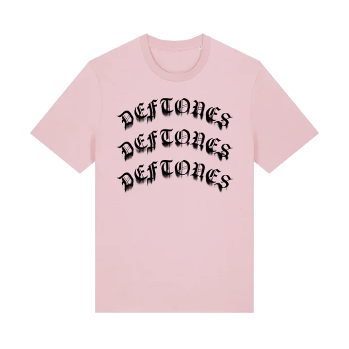 Deftones Merch Gothic Logo Pale Pink T-Shirt