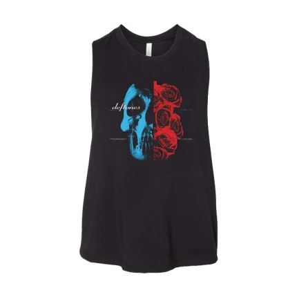 Deftones Merch Rose Skull Tracklist Cropped Ladies Tank