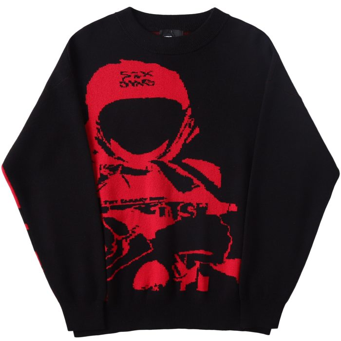 Gang Jacquard Crewneck Sweatshirt – Black