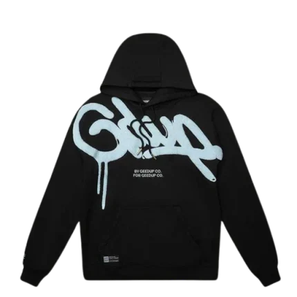 Geedup Handstyle Hoodie Black Baby Blue