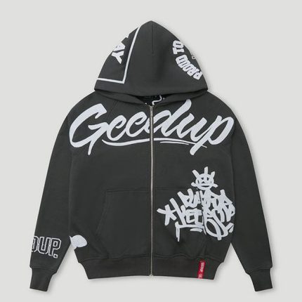 Geedup Multi-Logo Zip Jacket Charcoal-White