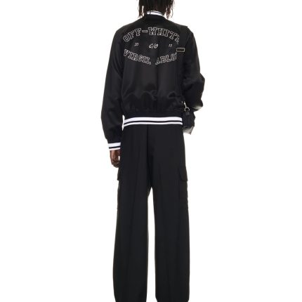 Off White Black College Satin Jacket
