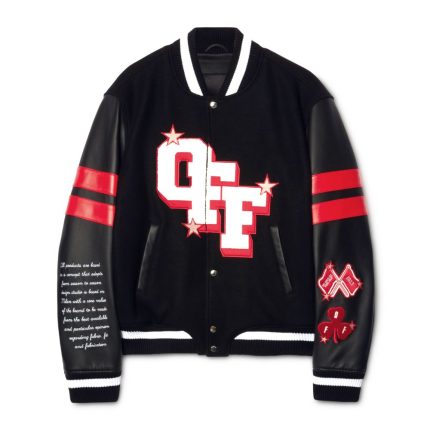 Off White Black Dices Wool Varsity Jacket