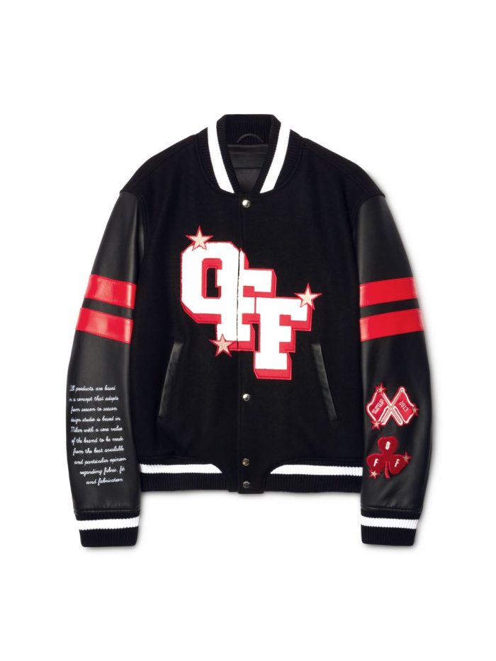 Off White Black Dices Wool Varsity Jacket