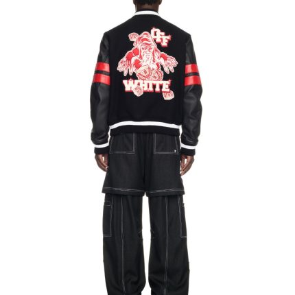 Off White Black Dices Wool Varsity Jacket
