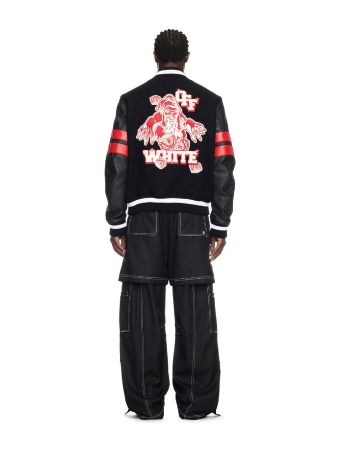 Off White Black Dices Wool Varsity Jacket