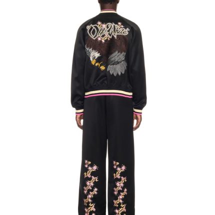 Off White Black Eagle Diag Satin Joggers