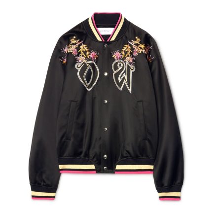 Off White Black Eagle Satin Souvenir Jacket