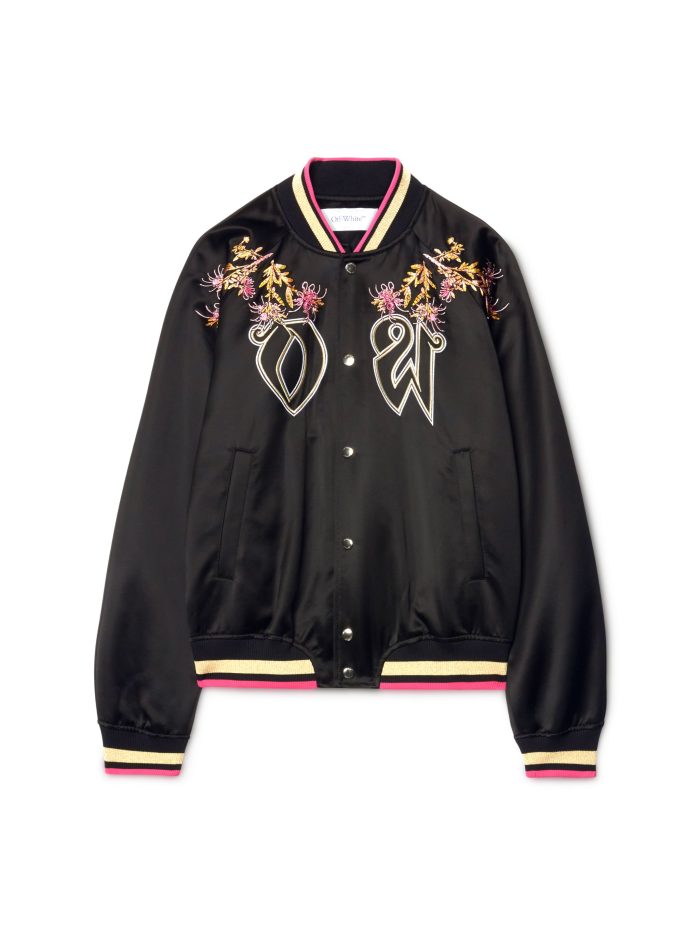 Off White Black Eagle Satin Souvenir Jacket