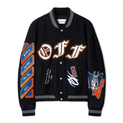 Off White Black Gang Wool Varsity Bomber