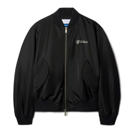 Off White Black Script Varsity Jacket